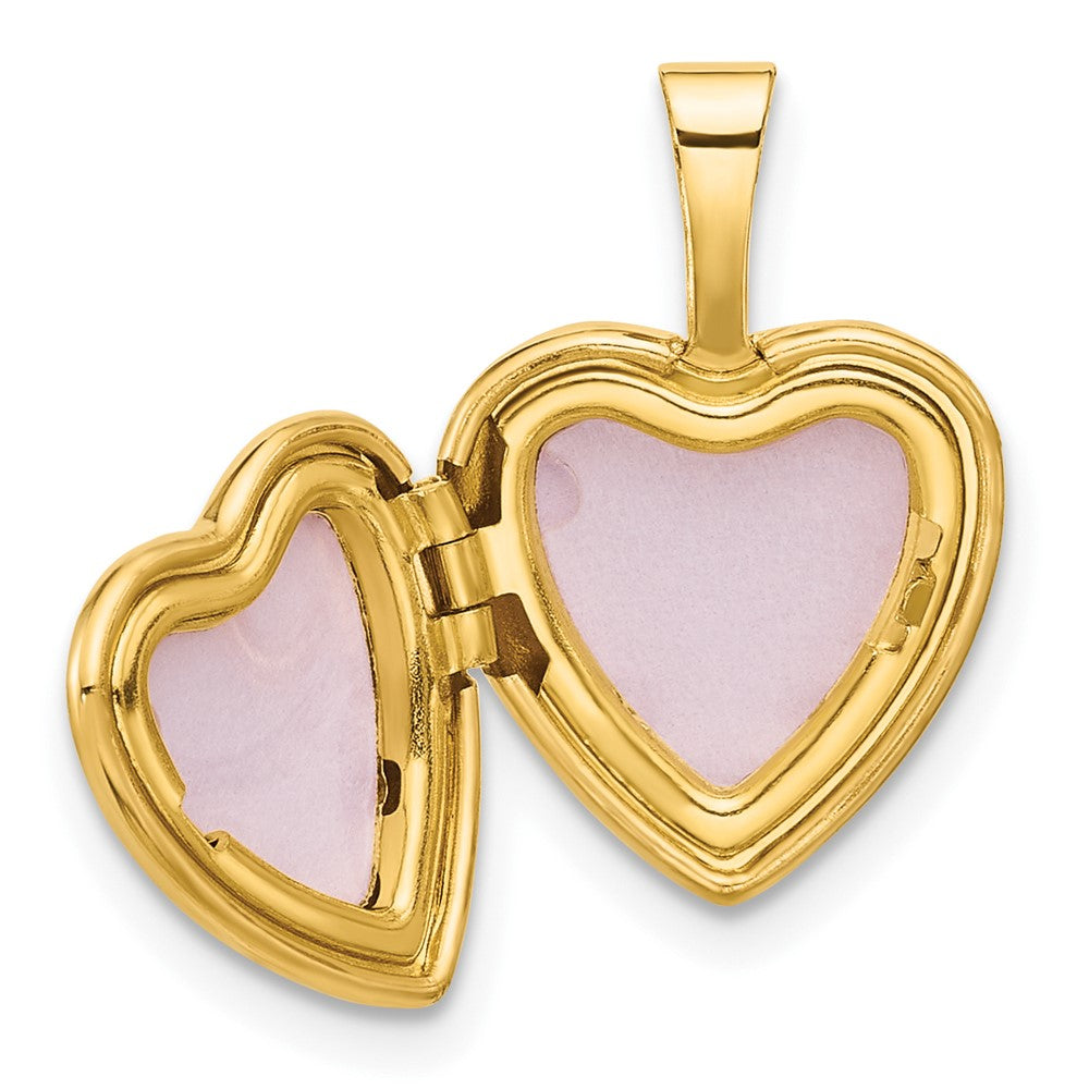 14K Yellow Gold Polished and Satin 12mm Butterfly Heart Locket