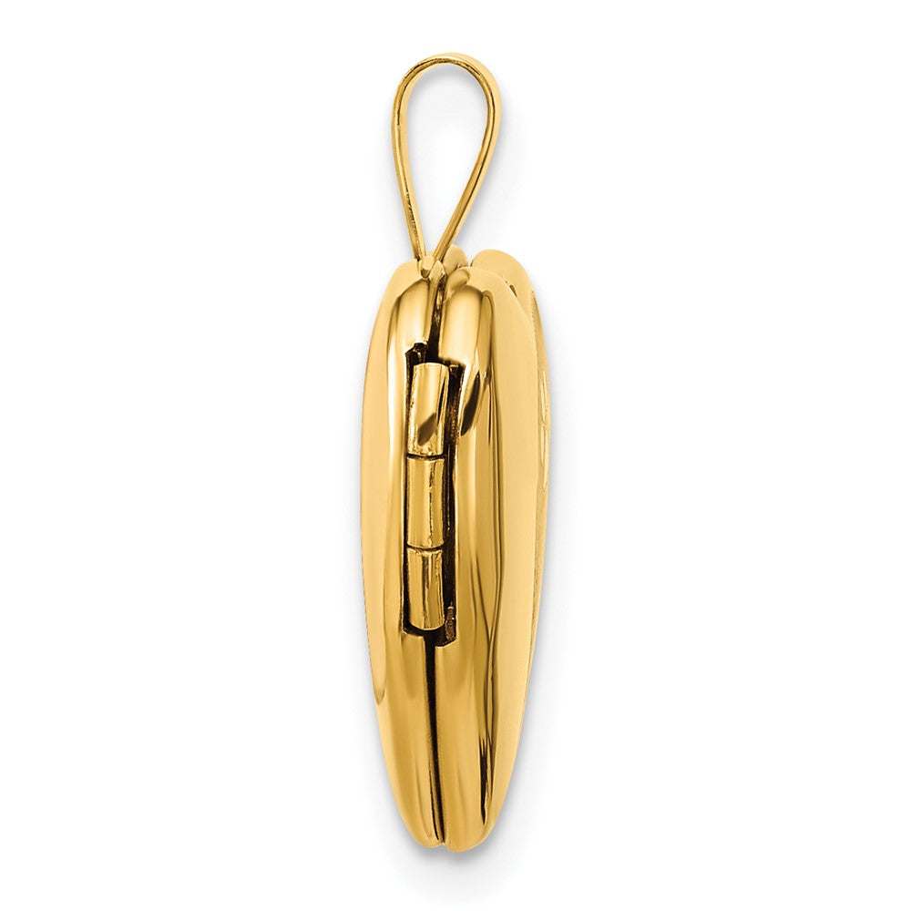 14K Yellow Gold Textured and Polished Paw Prints 16mm Heart Locket
