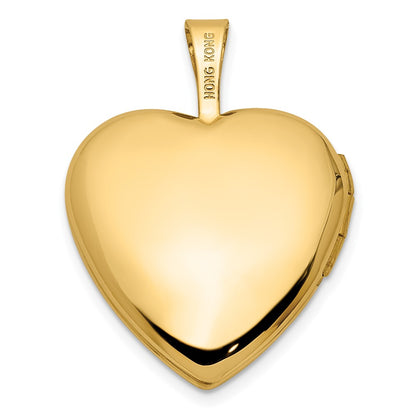 14K Yellow Gold Textured and Polished Paw Prints 16mm Heart Locket
