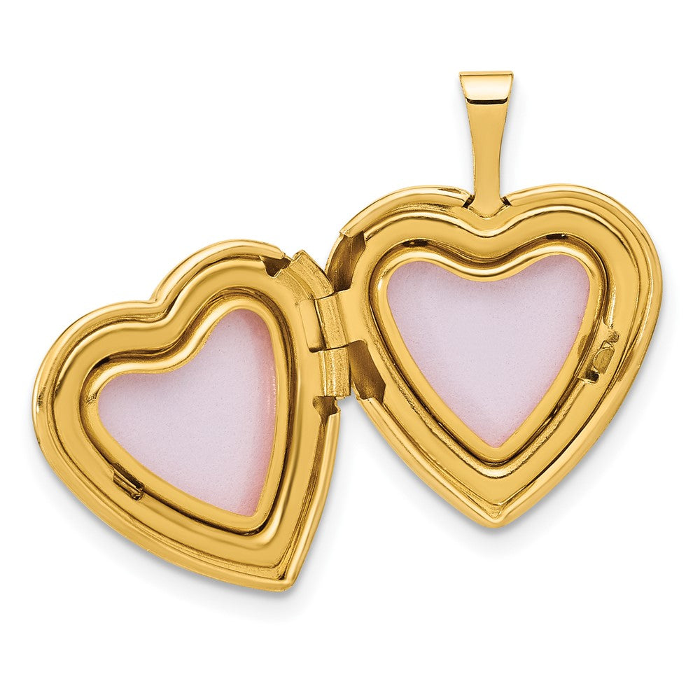 14K Yellow Gold Textured and Polished Paw Prints 16mm Heart Locket