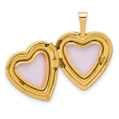 14K Yellow Gold Textured and Polished Paw Prints 16mm Heart Locket