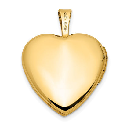 14K Yellow Gold Polished and Satin W/ Enamel 16mm I Love You Rose Heart Locket