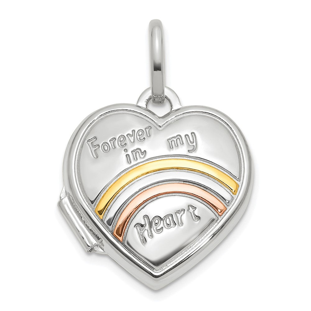 14K White Gold with Rose Rhodium 15mm Forever in My Heart Heart Locket