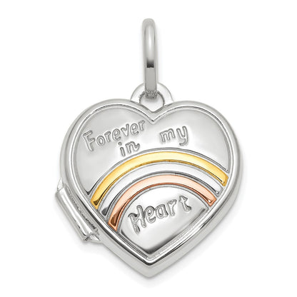 14K White Gold with Rose Rhodium 15mm Forever in My Heart Heart Locket