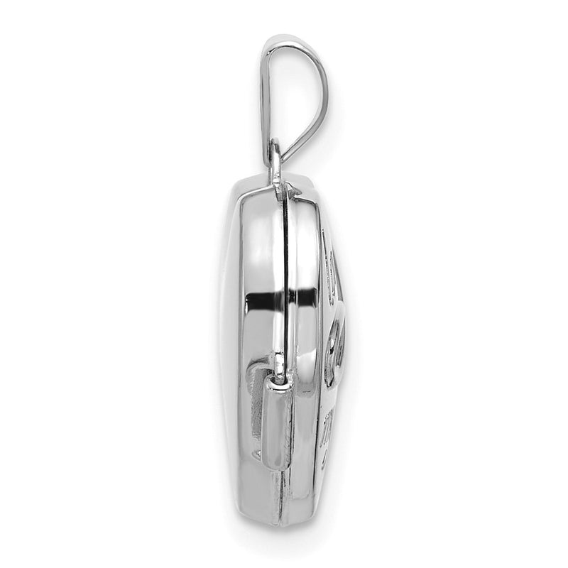 14K White Gold Polished Love of My Life 15mm Heart Locket