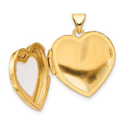 14K Yellow Gold Polished White Agate Mom 18mm Heart Locket