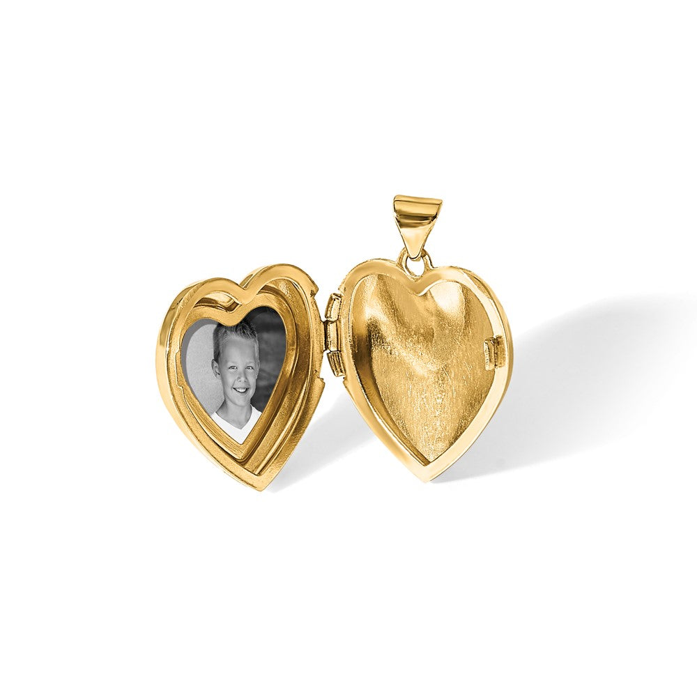 14K Yellow Gold Polished White Agate Mom 18mm Heart Locket