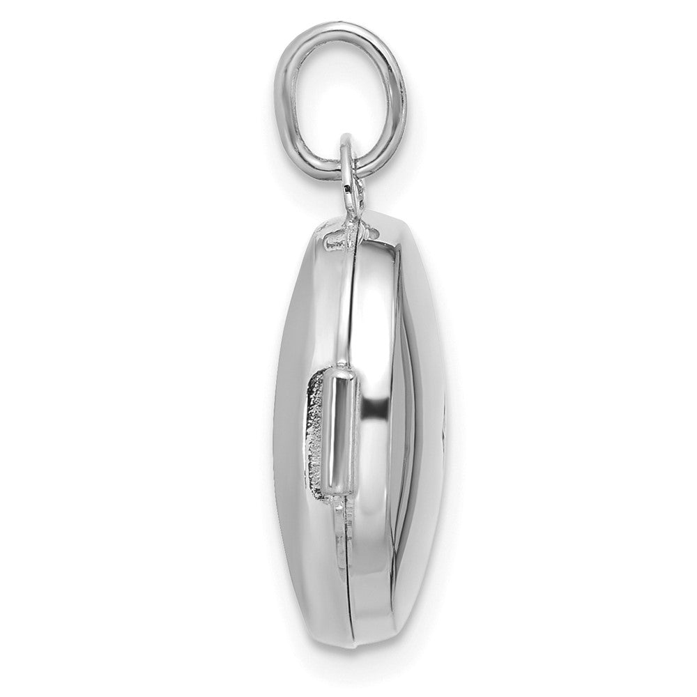 14K White Gold Polished Diamond 16mm Round Locket