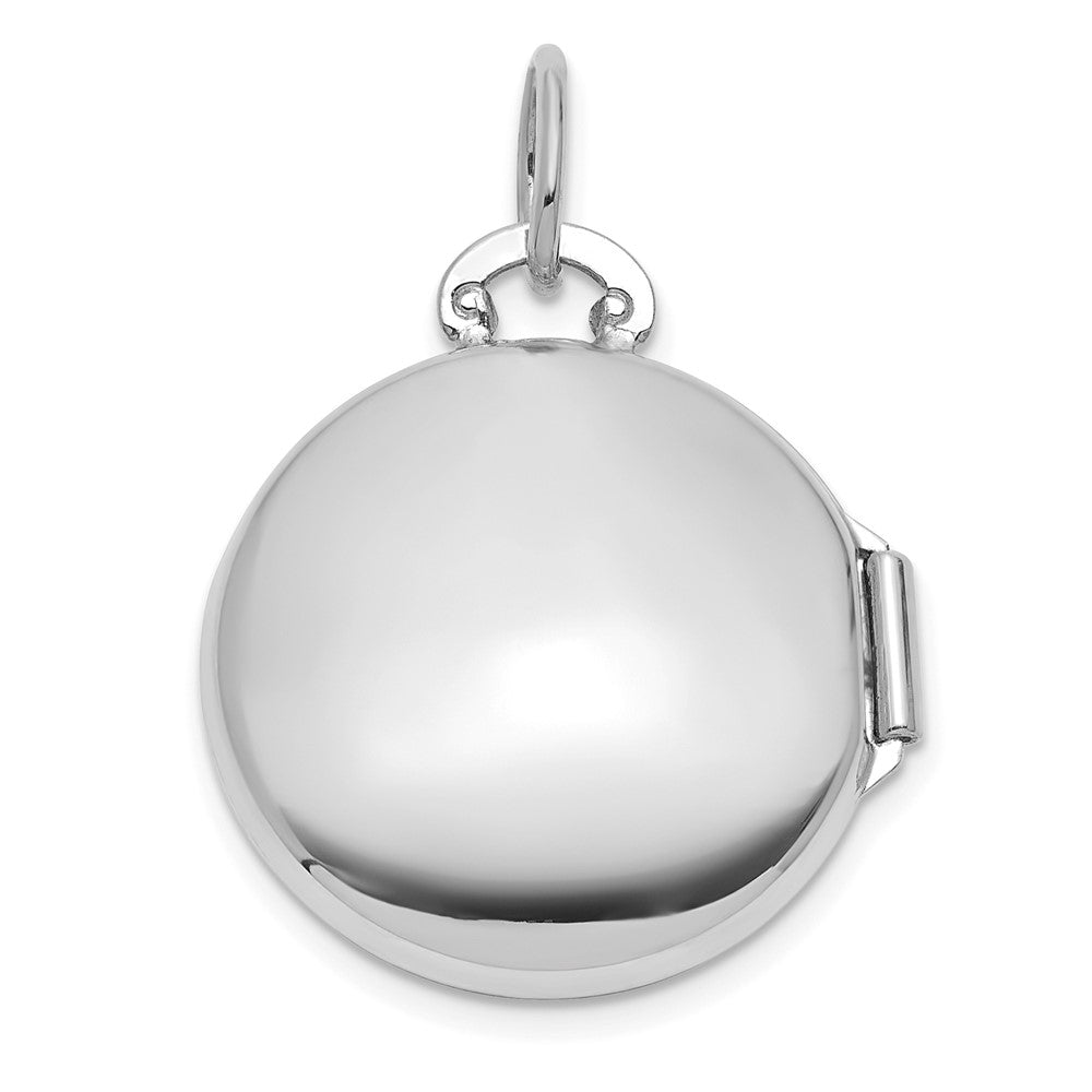 14K White Gold Polished Diamond 16mm Round Locket