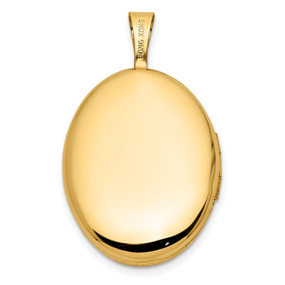 14K Yellow Gold Polished Diamond Star 16mm Oval Locket