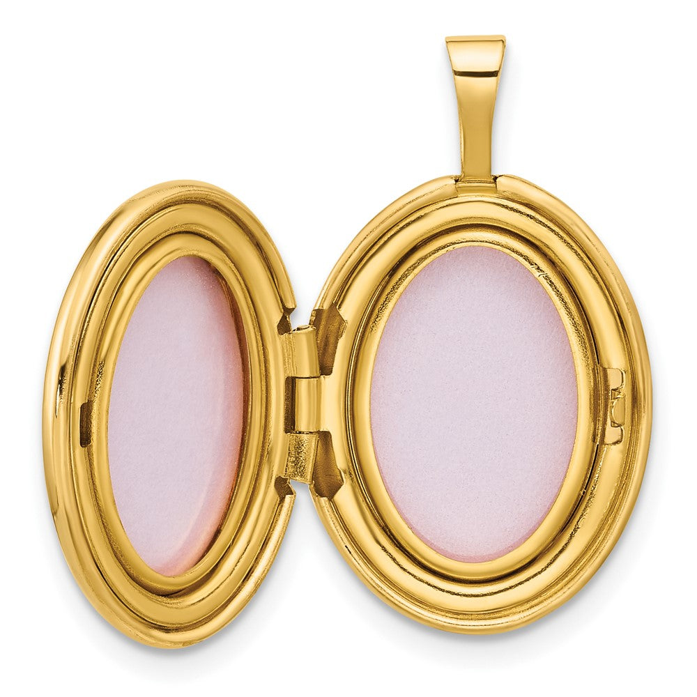 14K Yellow Gold Polished Diamond Star 16mm Oval Locket
