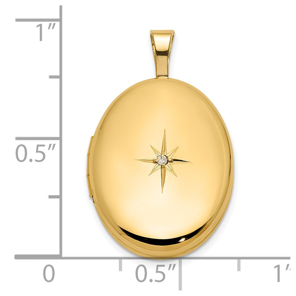 14K Yellow Gold Polished Diamond Star 16mm Oval Locket