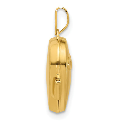 14K Yellow Gold Diamond Polished Infinity 15mm Heart Locket