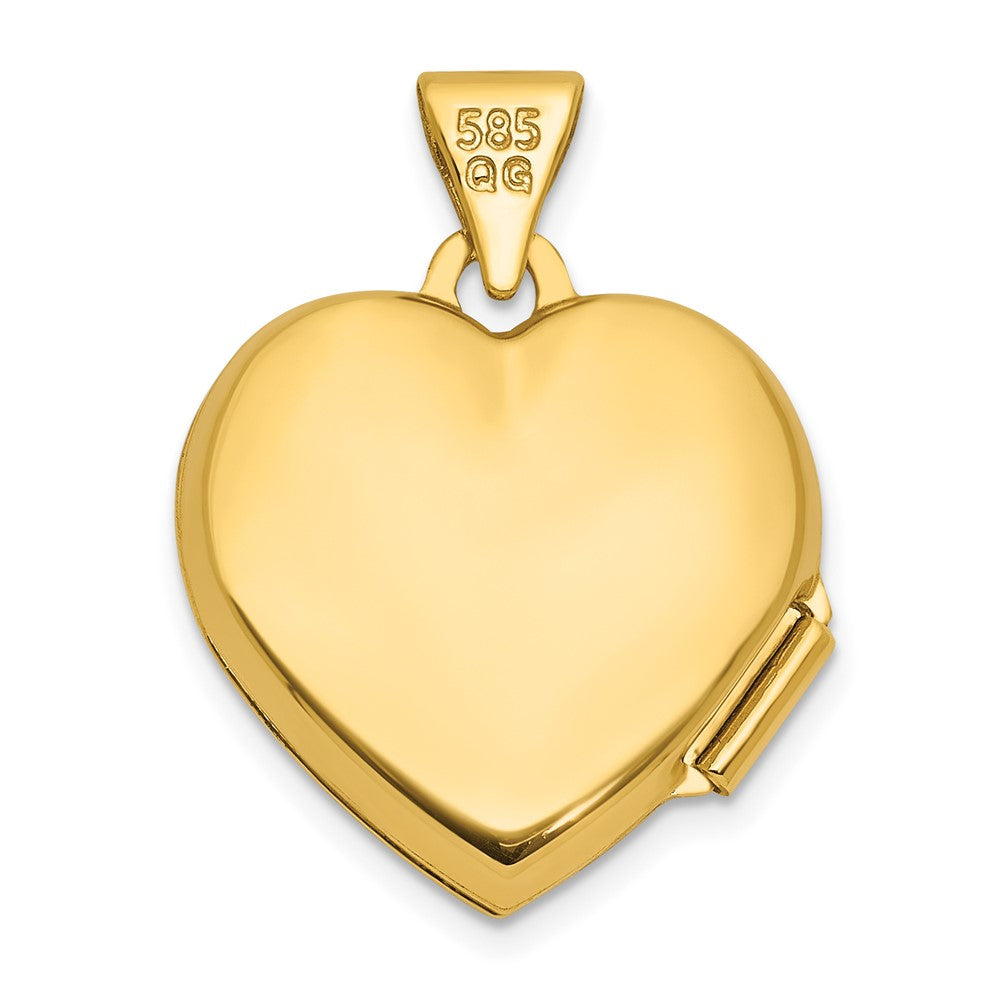 14K Yellow Gold Diamond Polished Infinity 15mm Heart Locket