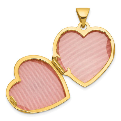 14K Yellow Gold Polished Blue Topaz December Birthstone 18mm Heart Locket