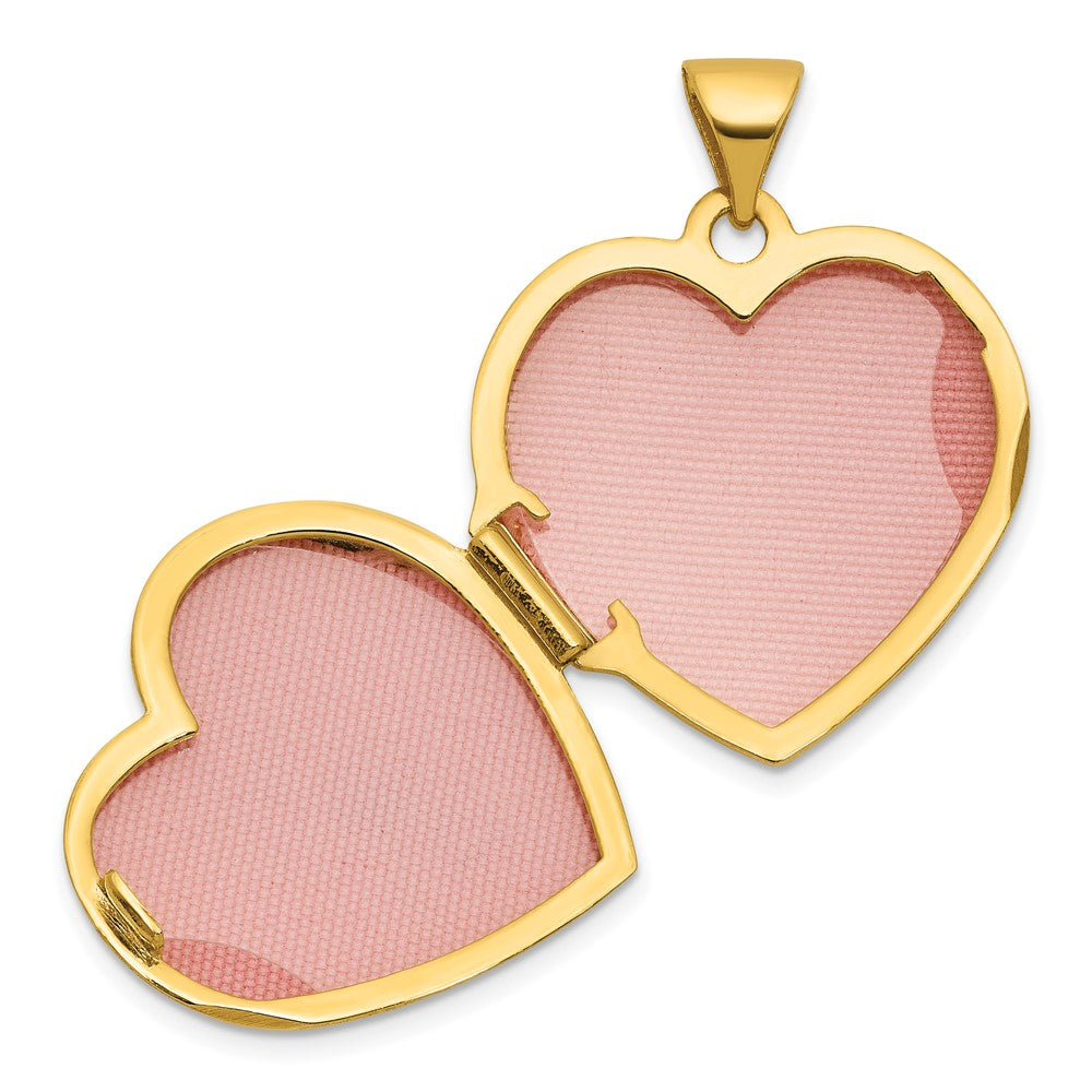 14K Yellow & Rhodium and White Rhodium Polished Lab Created Ruby 18mm Heart Locket