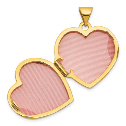14K Yellow & Rhodium and White Rhodium Polished Lab Created Ruby 18mm Heart Locket