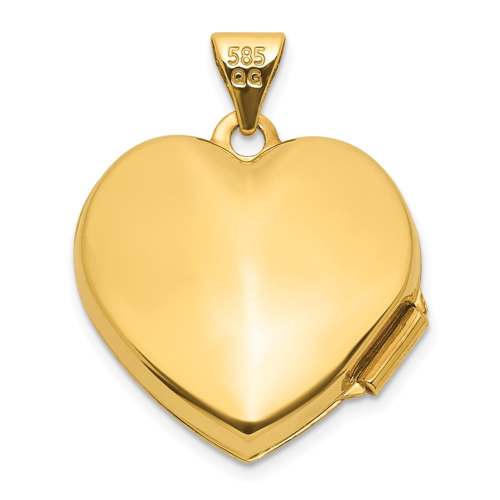 14K Yellow Gold Polished Blue Fabric Open Cross 18mm Heart Locket