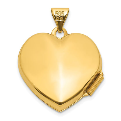 14K Yellow Gold Polished Blue Fabric Open Cross 18mm Heart Locket