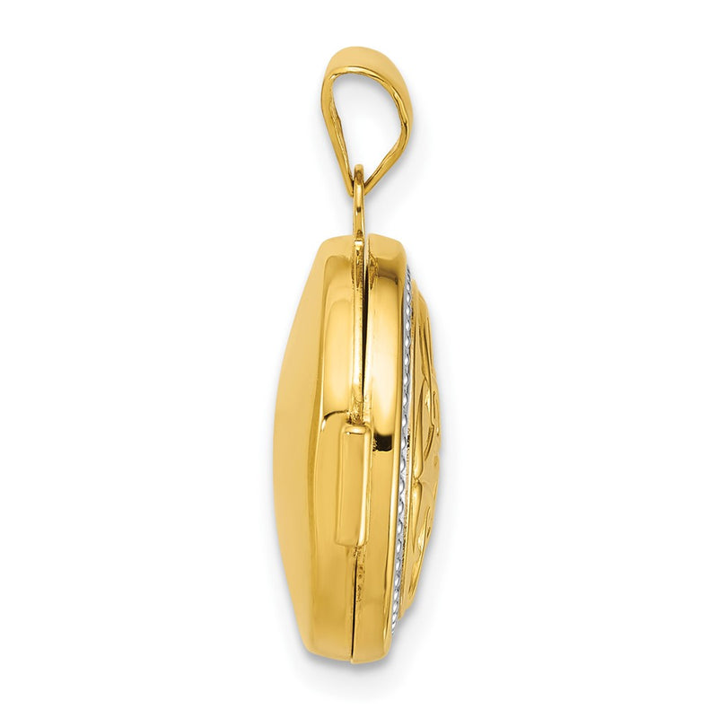 14K Yellow & Rhodium and White Rhodium Polished Celtic 16mm Round Locket