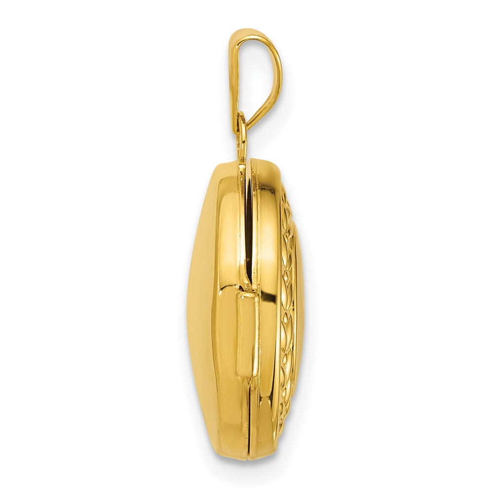 14K Yellow Gold Polished Diamond 16mm Round Locket