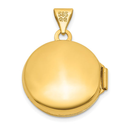 14K Yellow Gold Polished Diamond 16mm Round Locket