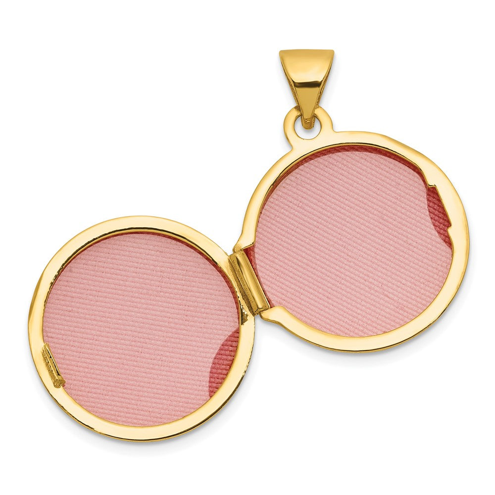 14K Yellow Gold Polished Diamond 16mm Round Locket