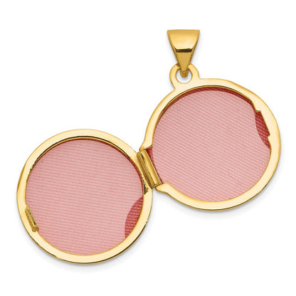 14K Yellow Gold Polished Diamond 16mm Round Locket