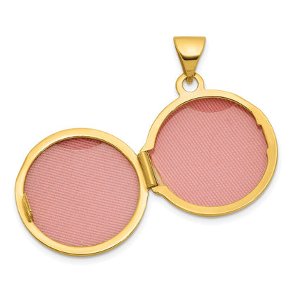 14K Yellow & Rhodium & Rhodium Polished St. Christopher Protect Us 16mm Round Locket