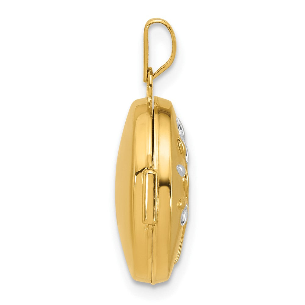 14K Yellow & Rhodium & Rhodium Polished Tree of Life 16mm Round Locket