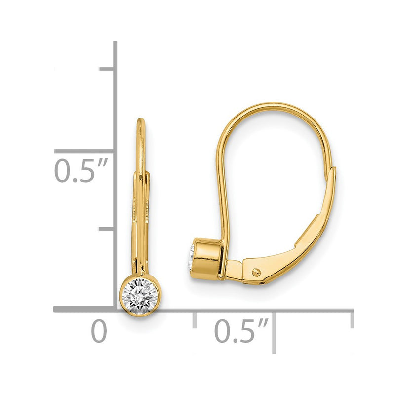 14k Yellow Gold AAA Real Diamond leverback Earrings