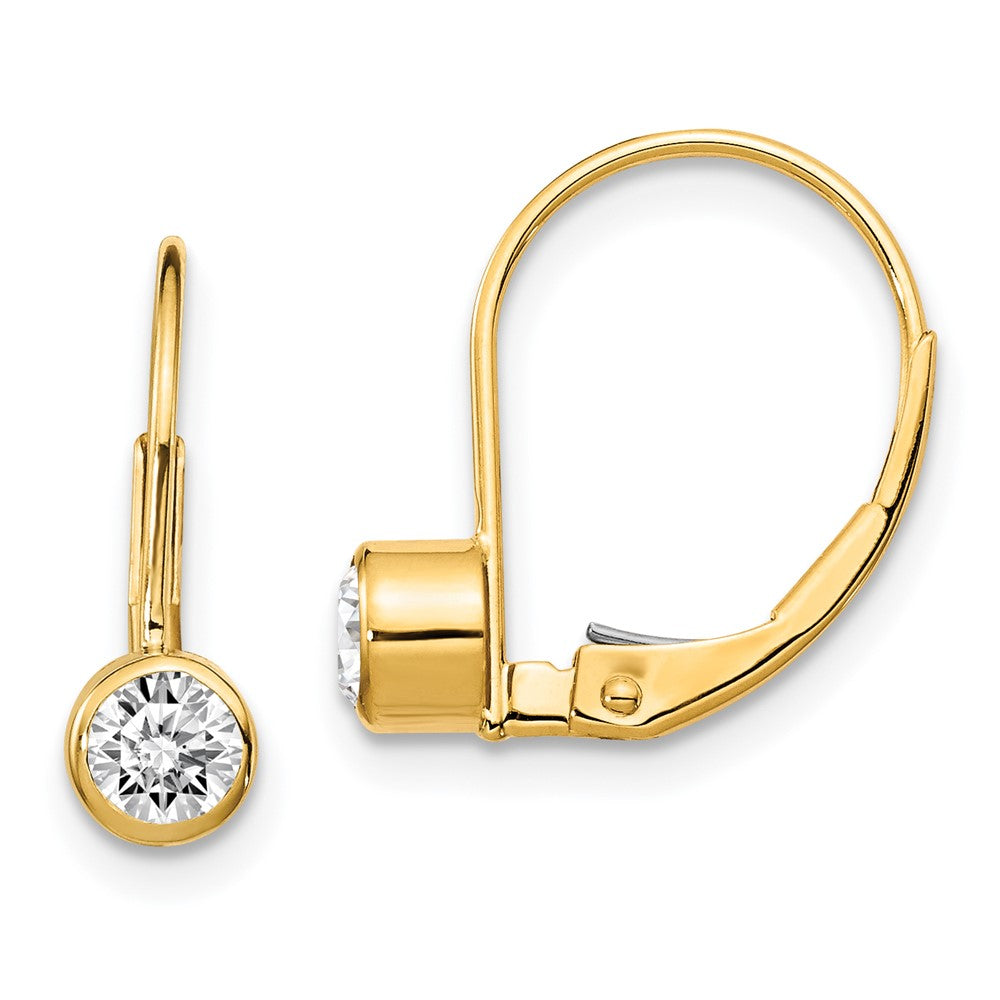 14k Yellow Gold Real Diamond leverback Earrings