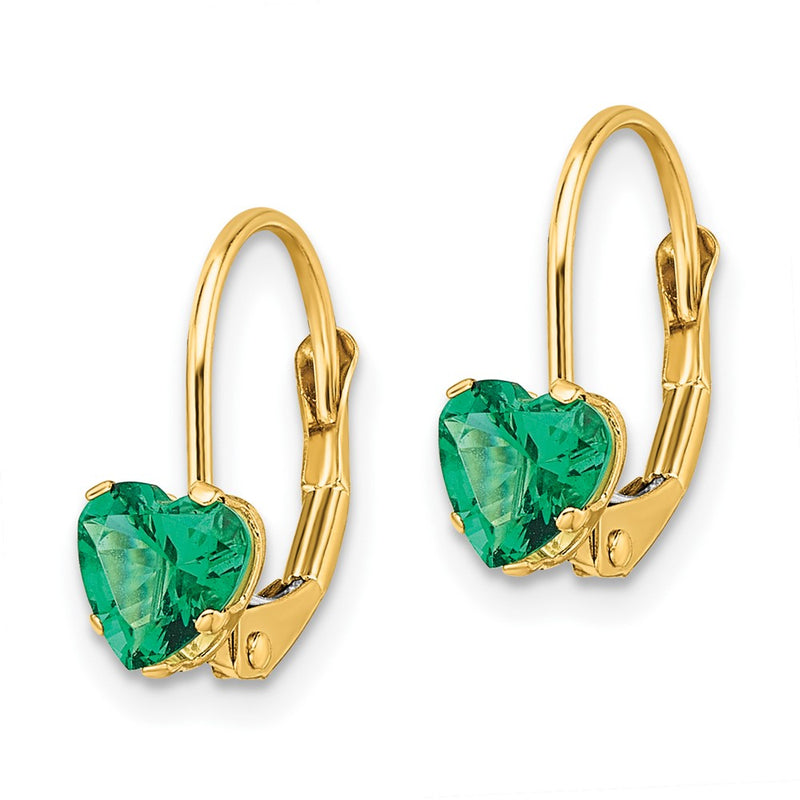 14k Yellow Gold 5mm Heart Mount St. Helens Leverback Earrings