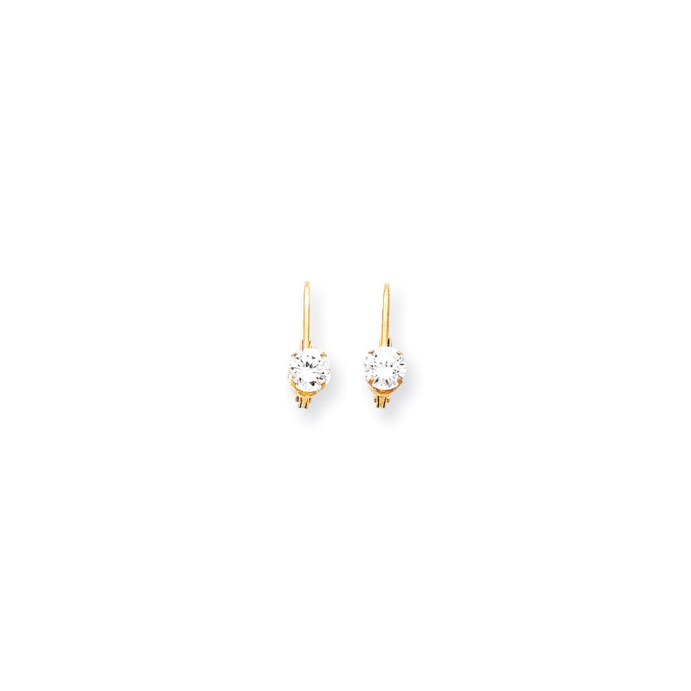 14k Yellow Gold Real Diamond Leverback Earrings