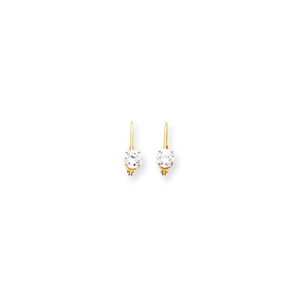 14k Yellow Gold Real Diamond Leverback Earrings
