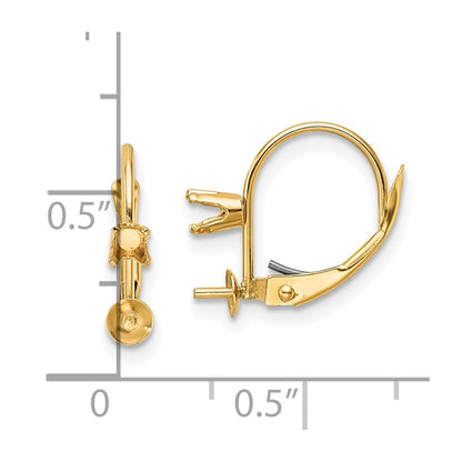 14k Yellow Gold 7mm FW Cultured Pearl VS Real Diamond Leverback Earring