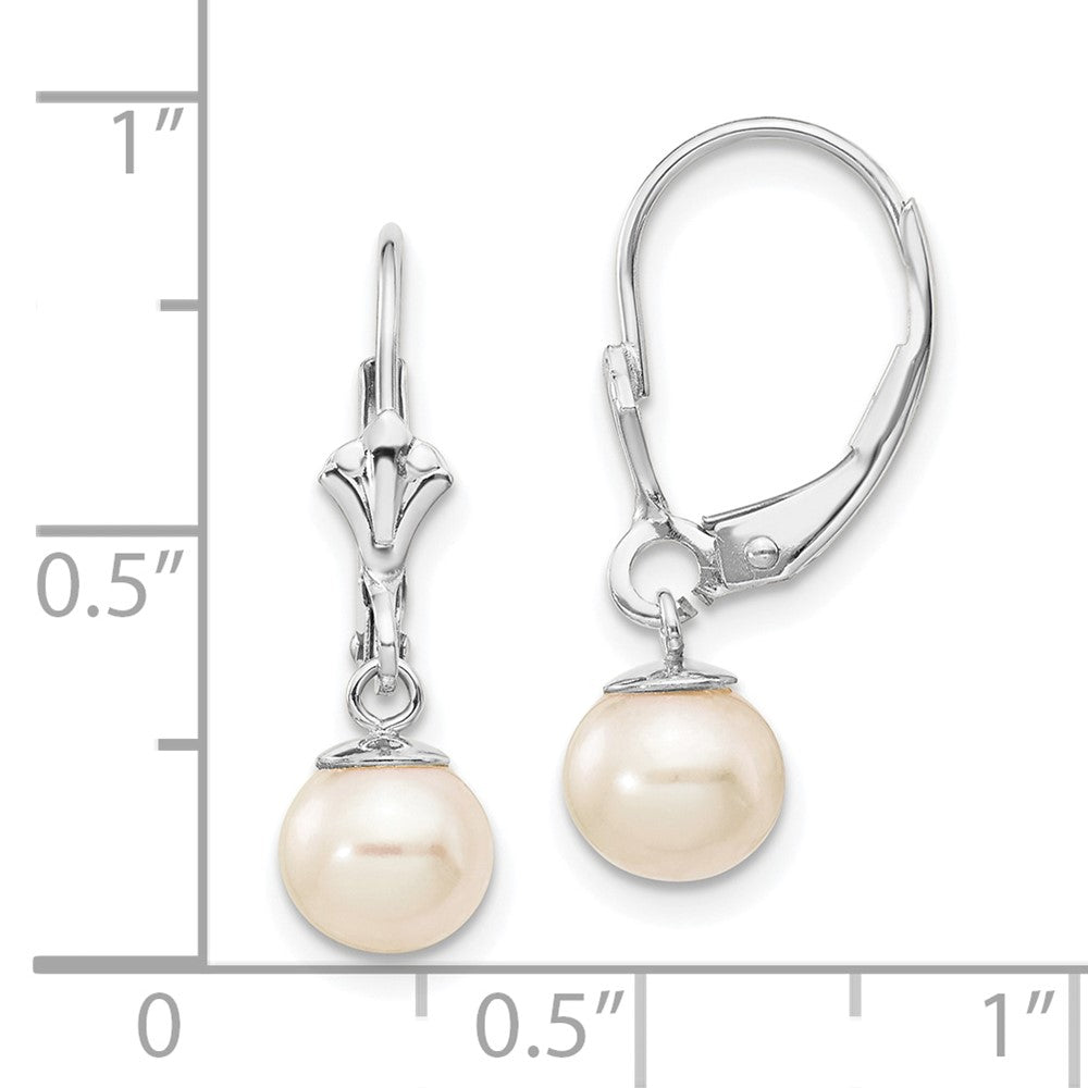 14K White Gold Wg 6-7mm Rnd Wht Freshwater Cultured Pearl Dangle Earrings
