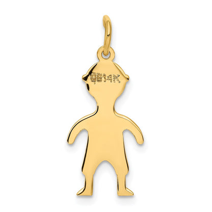 14k Yellow Gold 14k.011 Depth Engravable Boy Charm