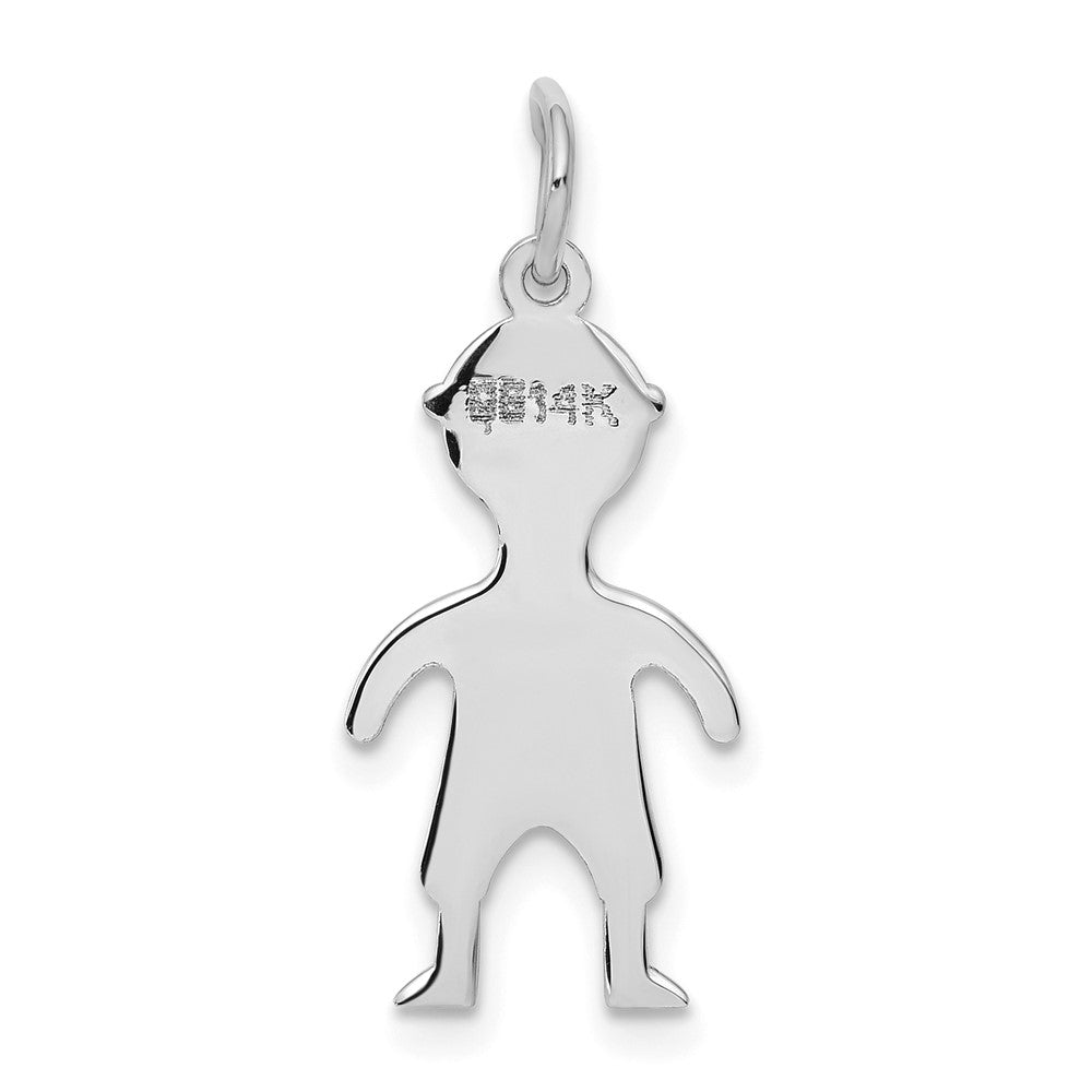 14K White Gold .018 Depth Engravable Boy Charm