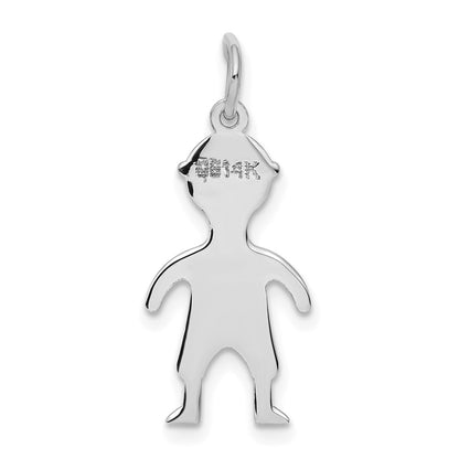 14K White Gold .018 Depth Engravable Boy Charm
