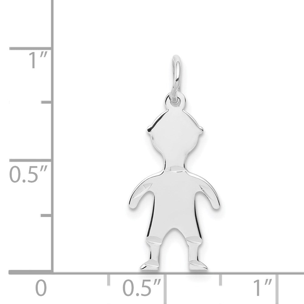 14K White Gold .018 Depth Engravable Boy Charm