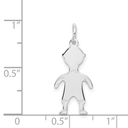 14K White Gold .018 Depth Engravable Boy Charm