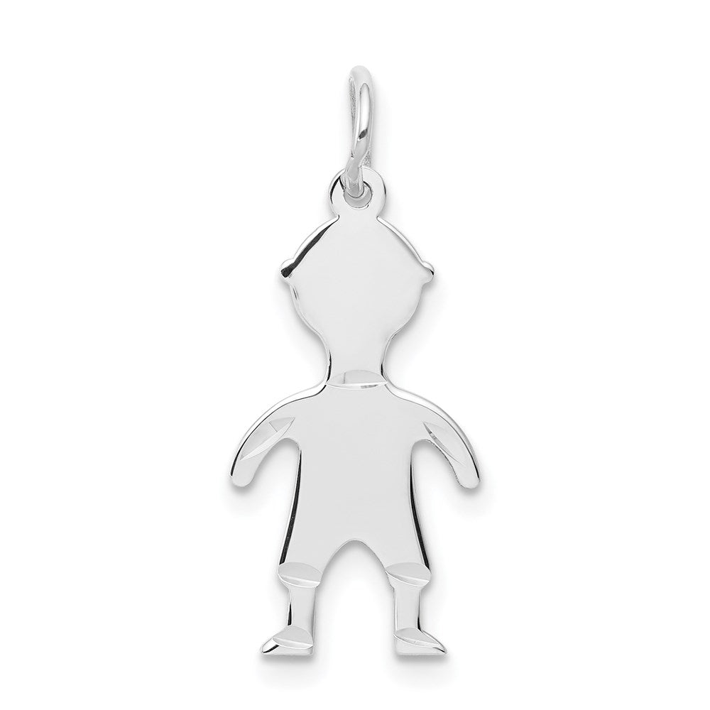 14K White Gold .018 Depth Engravable Boy Charm