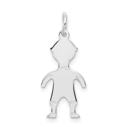 14K White Gold .018 Depth Engravable Boy Charm