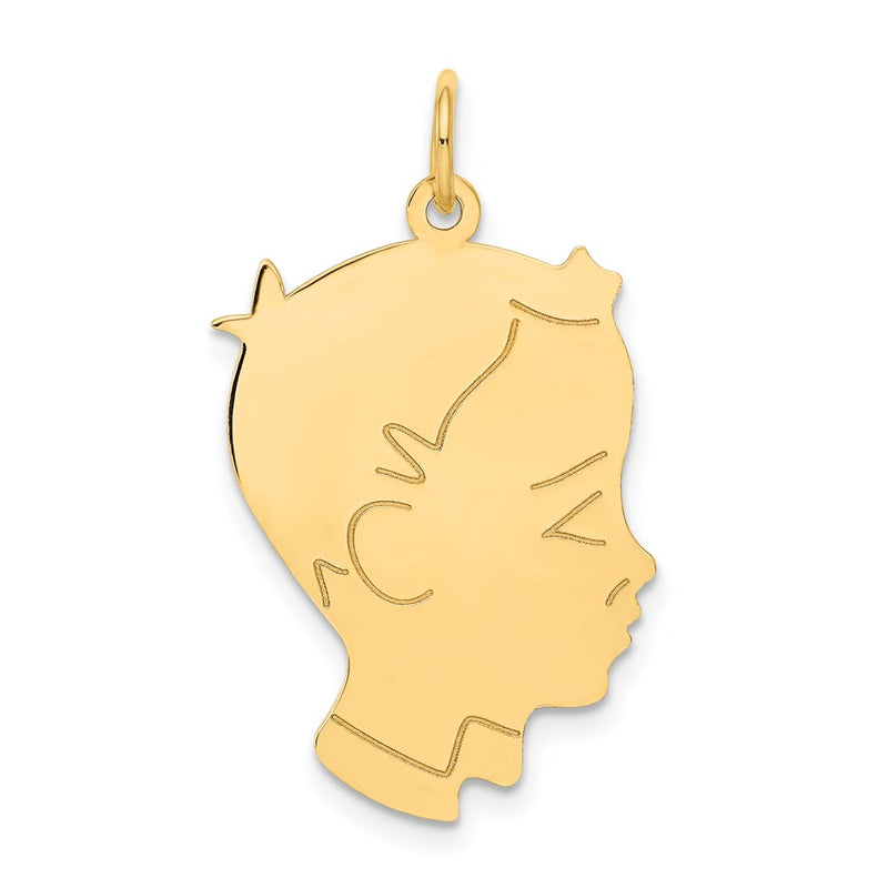 14k Yellow Gold 14k .013 Depth Engravable Boy Head Charm