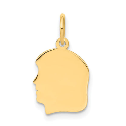 14k Yellow Gold 14k Plain Small .013 Gauge Facing Left Engravable Girl Head Charm