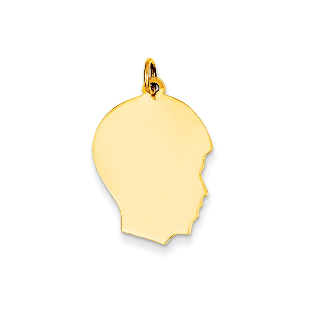 14k Yellow Gold Plain Medium Facing Right Engravable Boy Head Charm