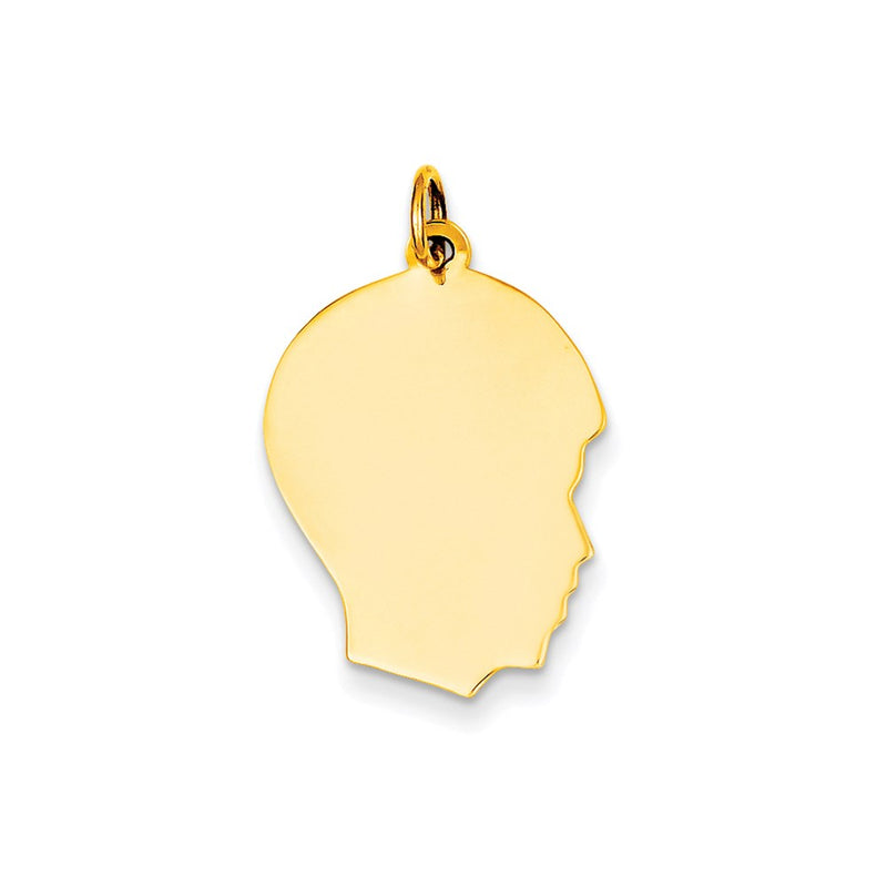 14k Yellow Gold Plain Medium Facing Right Engravable Boy Head Charm