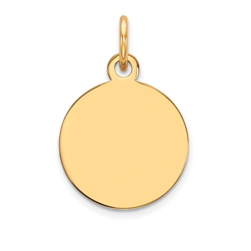 14k Yellow Gold Plain Circular Engravable Disc Charm