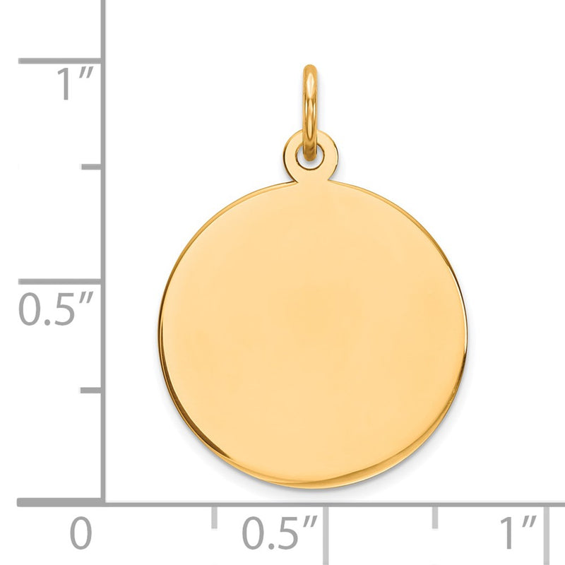 14k Yellow Gold Plain Circular Engravable Disc Charm